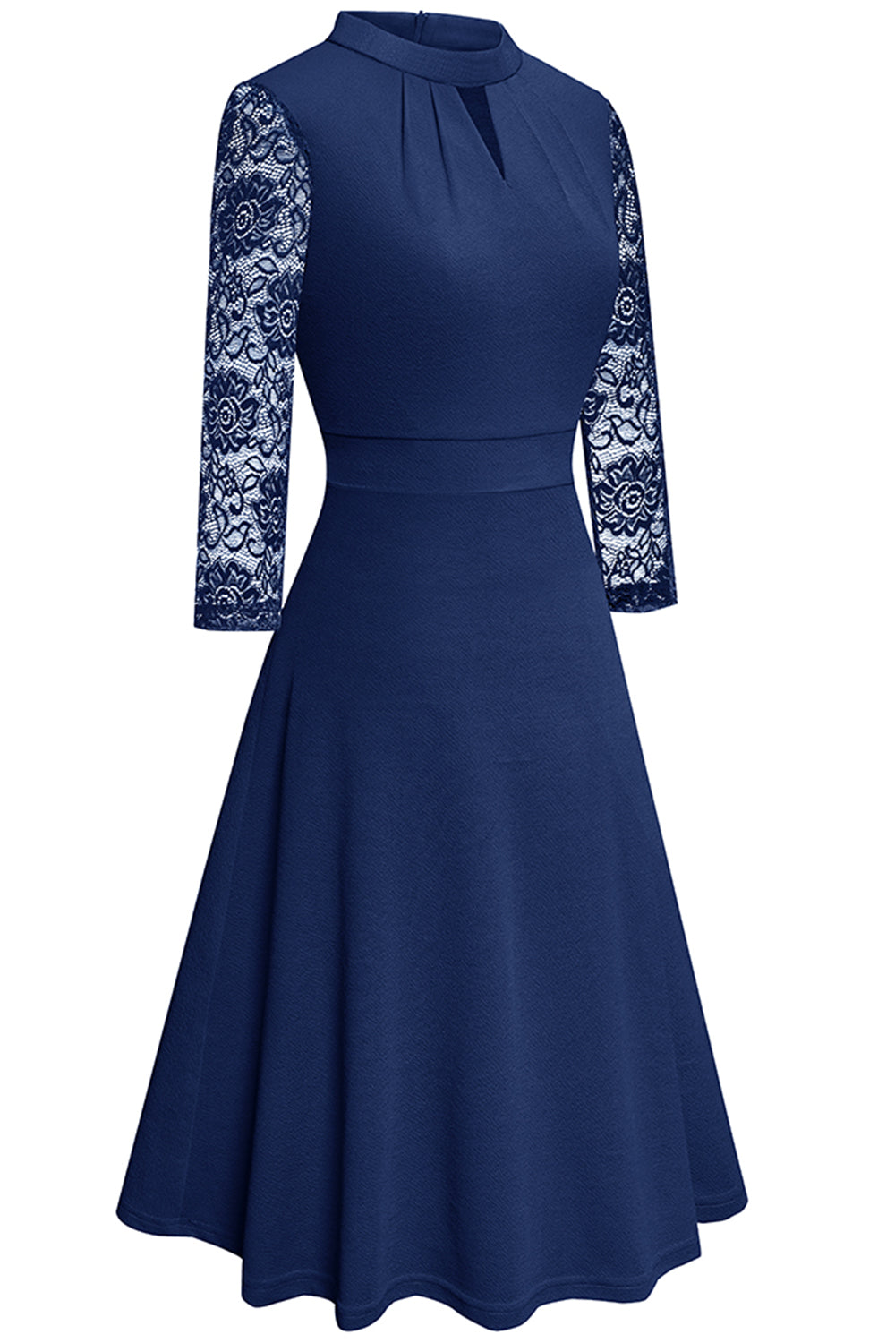 Round Neck Three-Quarter Sleeve Cutout Dress