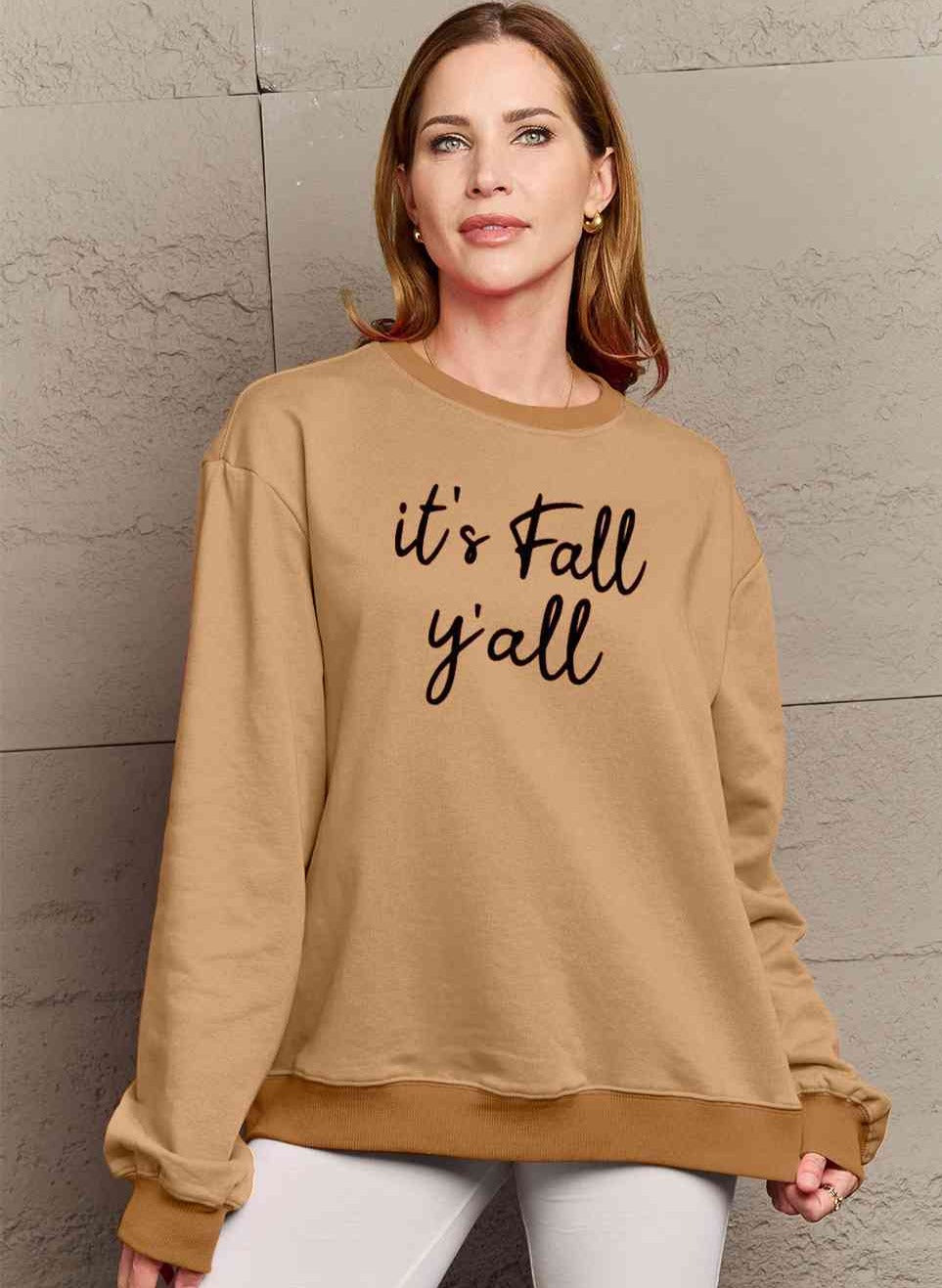 Simply Love Full Size IT'S FALL Y'ALL Graphic Sweatshirt