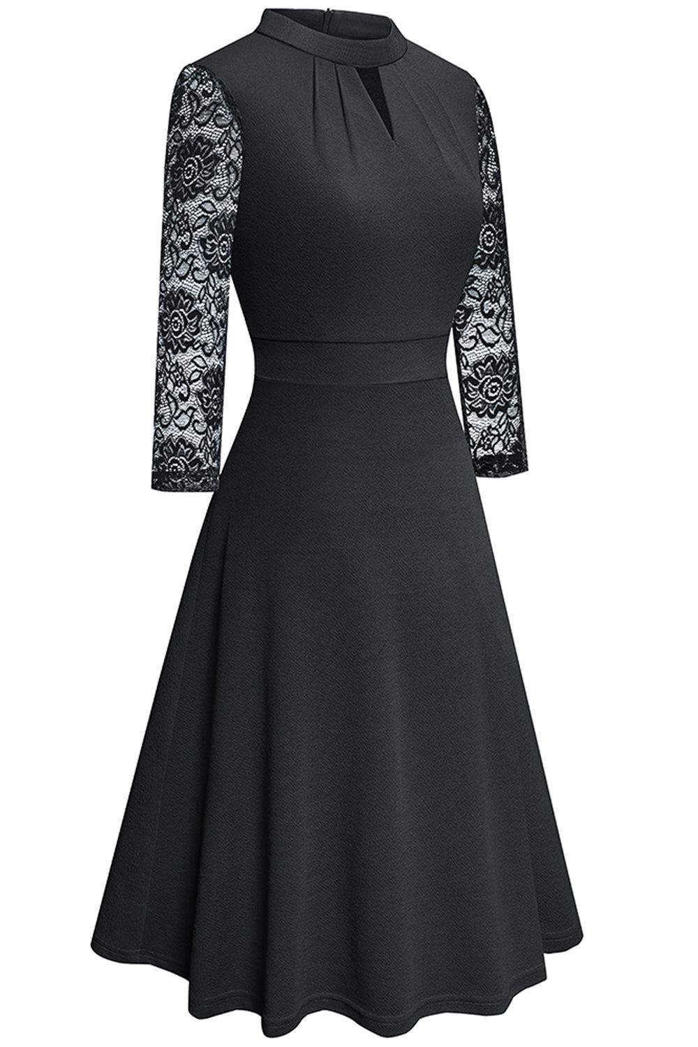 Round Neck Three-Quarter Sleeve Cutout Dress