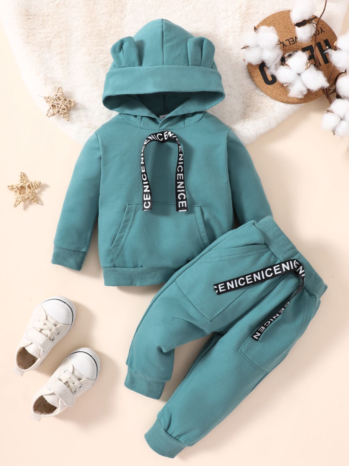 キッズ長袖パーカーとジョガーセット、サイズ12m~4T