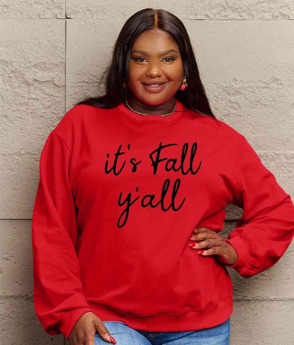 Simply Love Full Size IT'S FALL Y'ALL Graphic Sweatshirt
