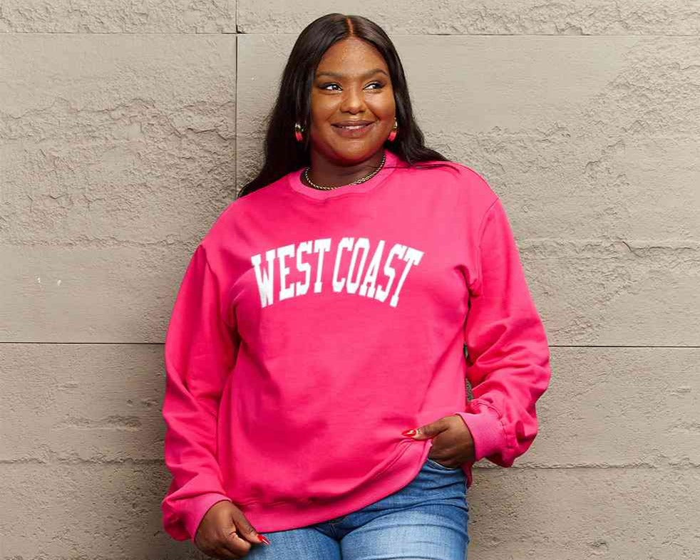Simply Love Full Size WEST COAST Graphic Long Sleeve Sweatshirt