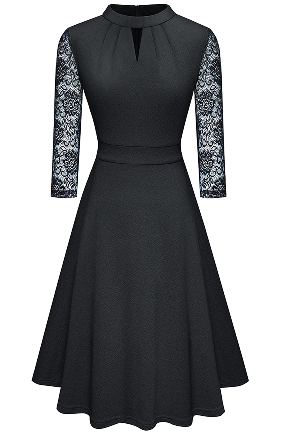 Round Neck Three-Quarter Sleeve Cutout Dress