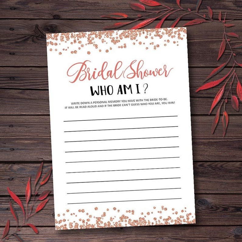 Bridal Shower Game - Wedding Shower Game - Bachelorette Party Game - Digital File - Who Am I