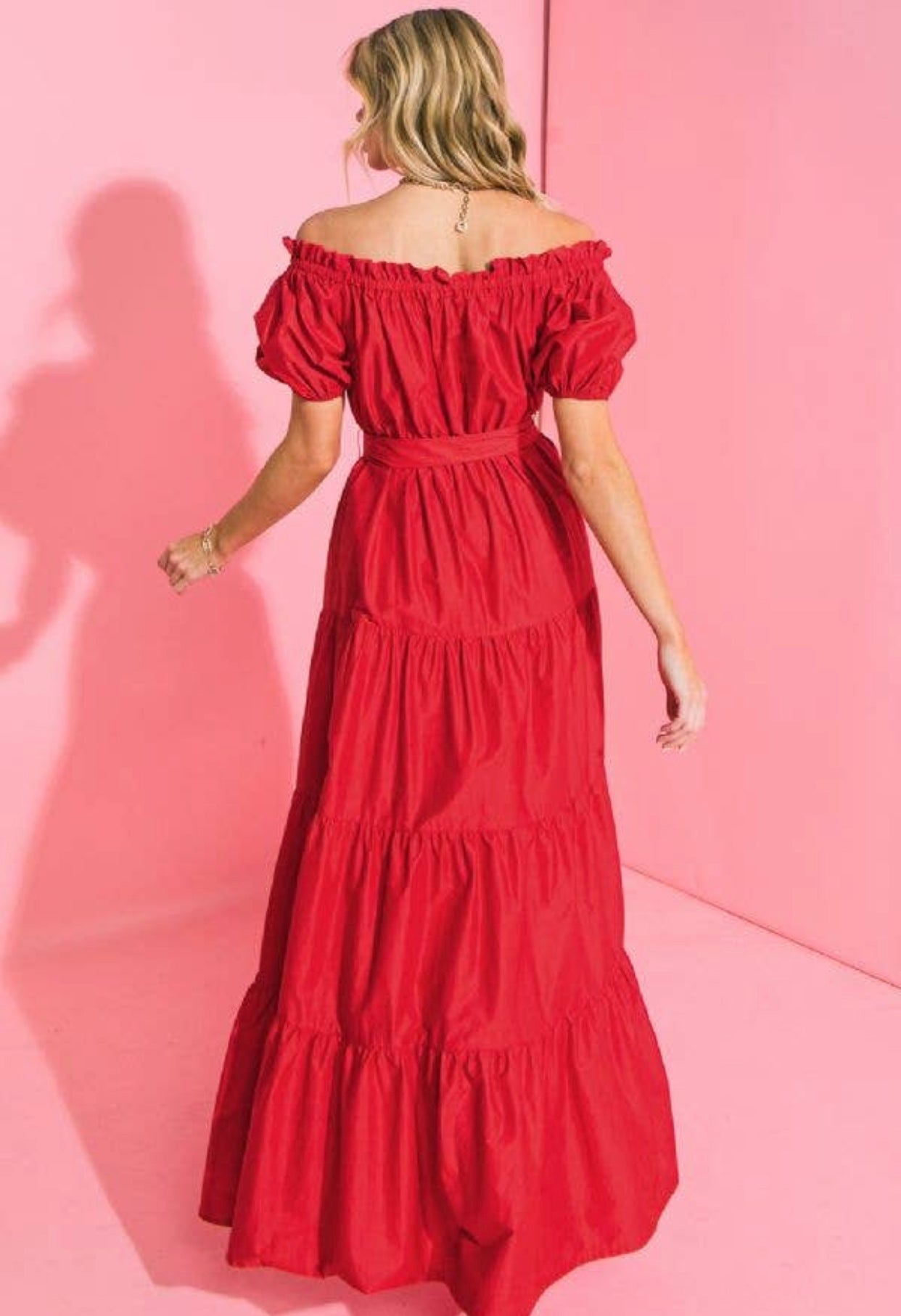 Solid Red Poplin Maxi Dress, Sizes Large - 3XLarge