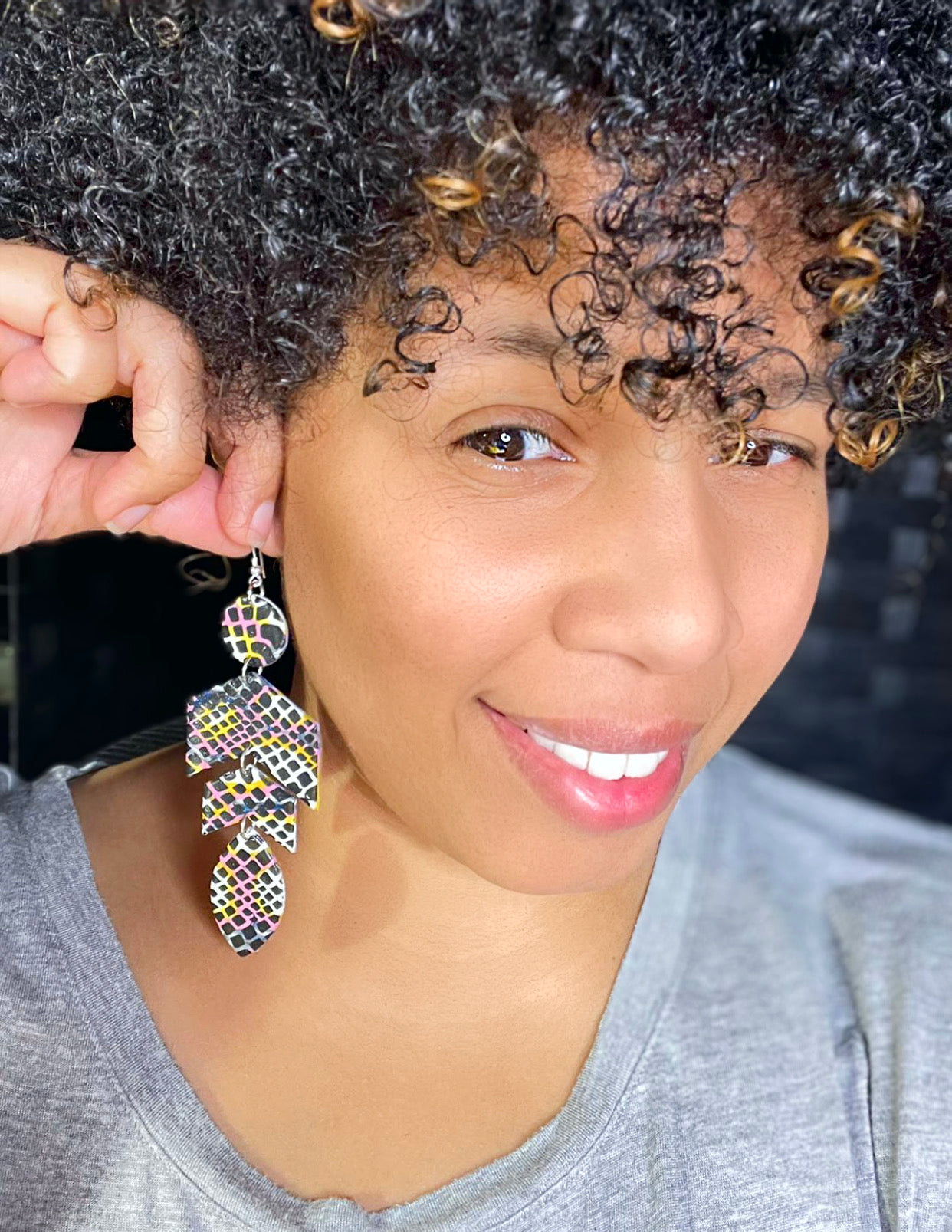 Hand Made Arrowhead Dangle Earrings - Pink Themed