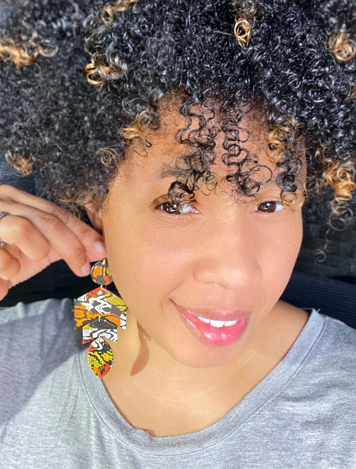 Hand Made Arrowhead Dangle Earrings - Orange Themed