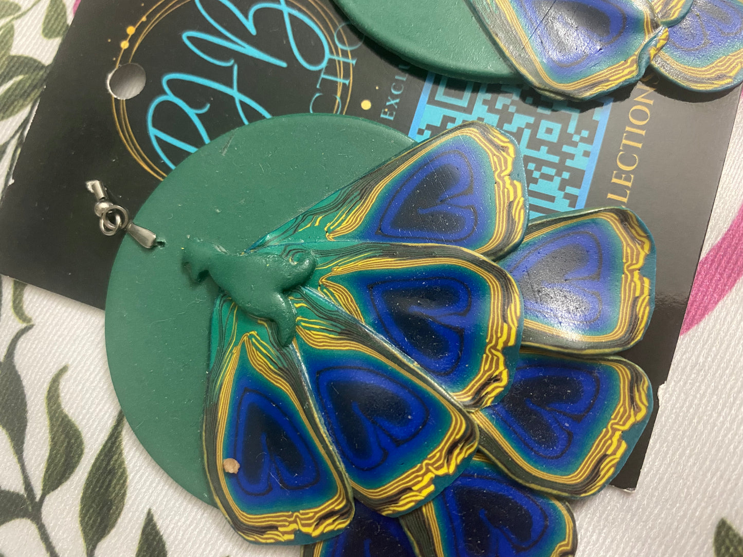 Hand Made Peacock Dangle Earrings