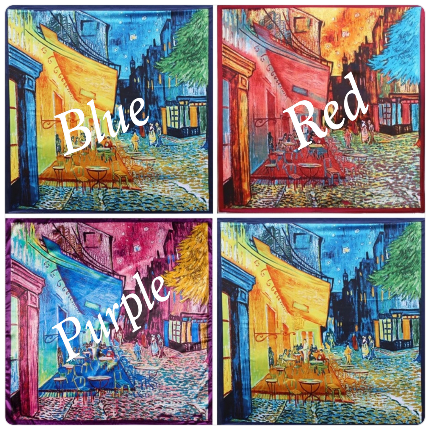 Beautiful Brand New Van Gogh Print Satin Scarves, 35” x 35”