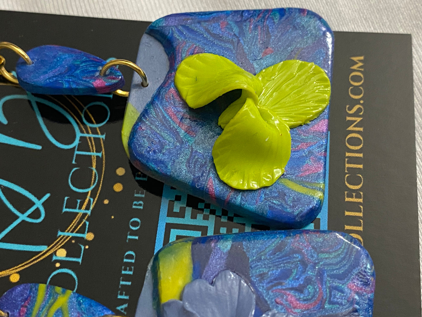 Handmade Floral Box Pierced Dangle Earrings