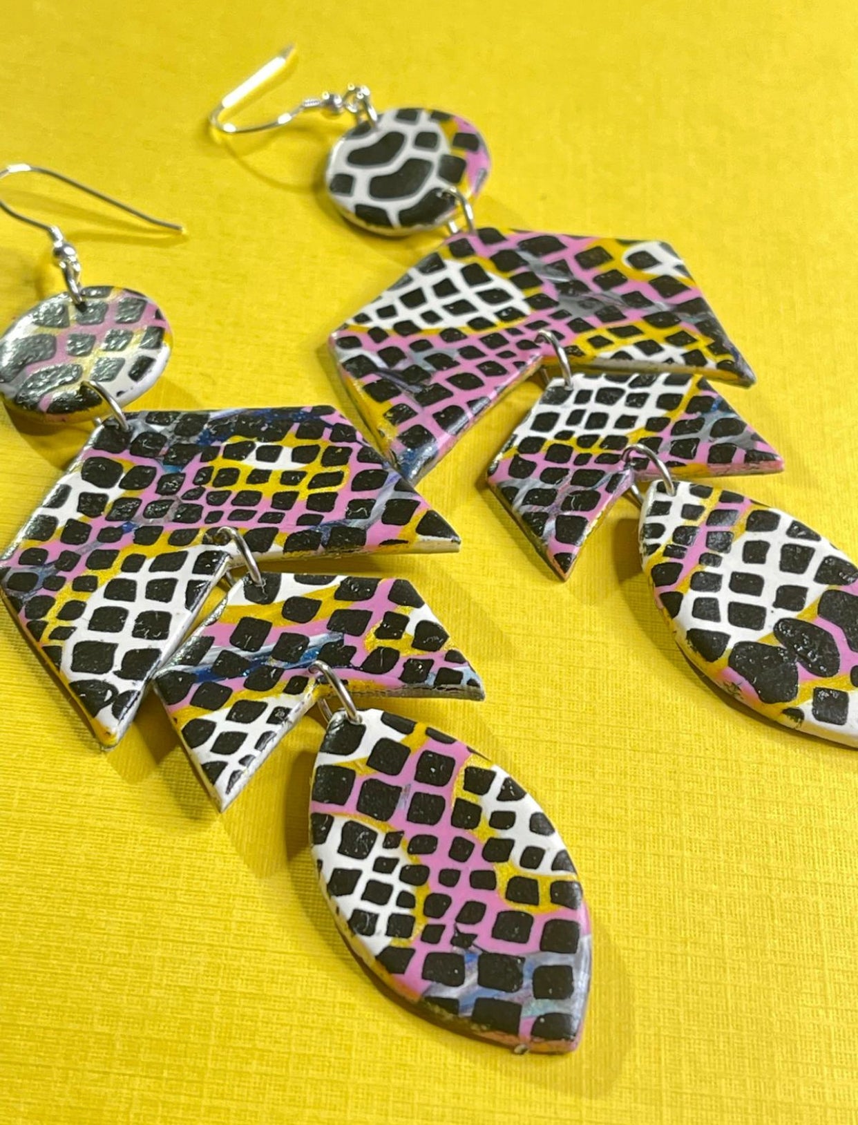 Hand Made Arrowhead Dangle Earrings - Pink Themed