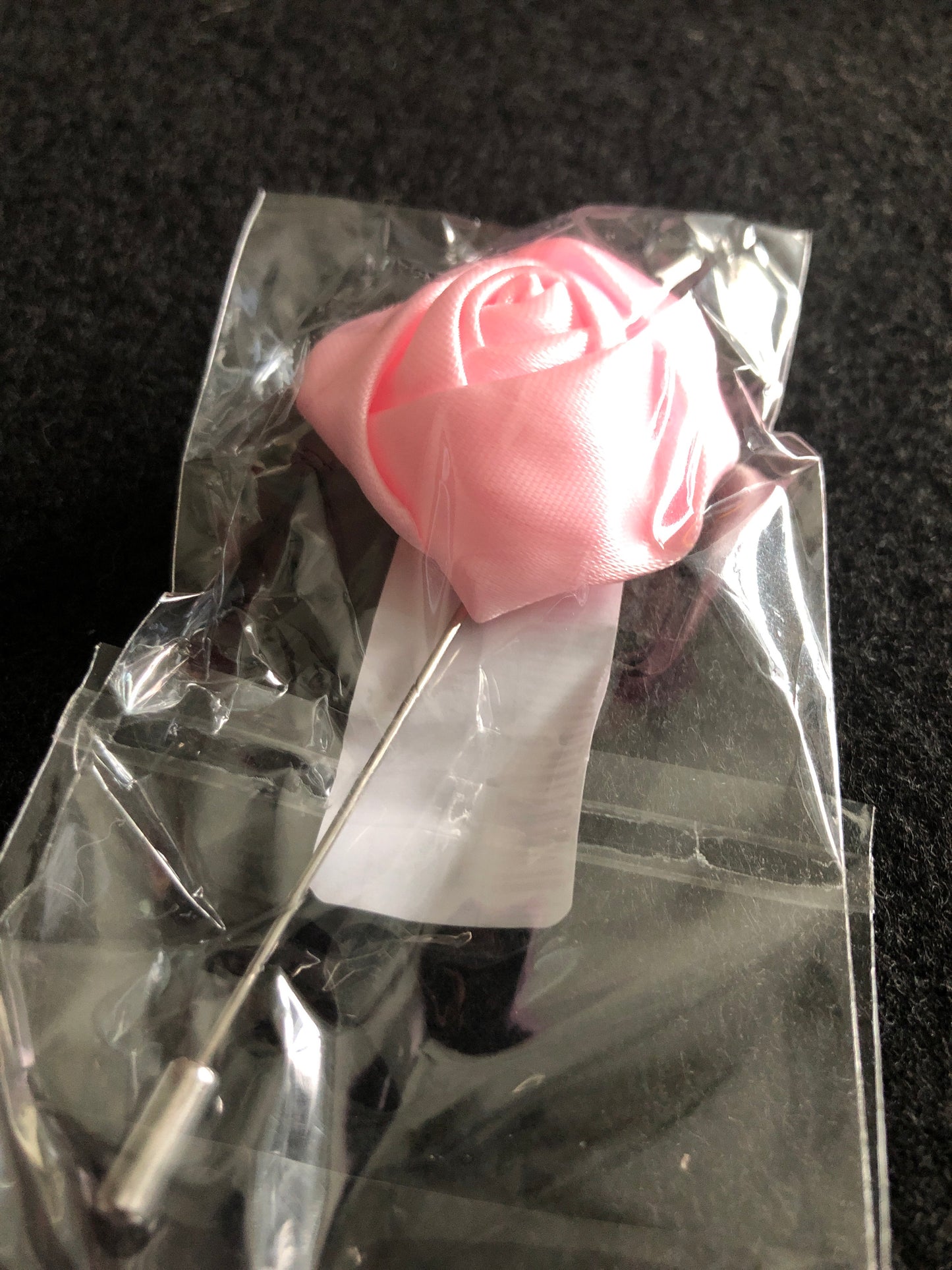 Handmade Flower Lapel Pin - Satin Pink