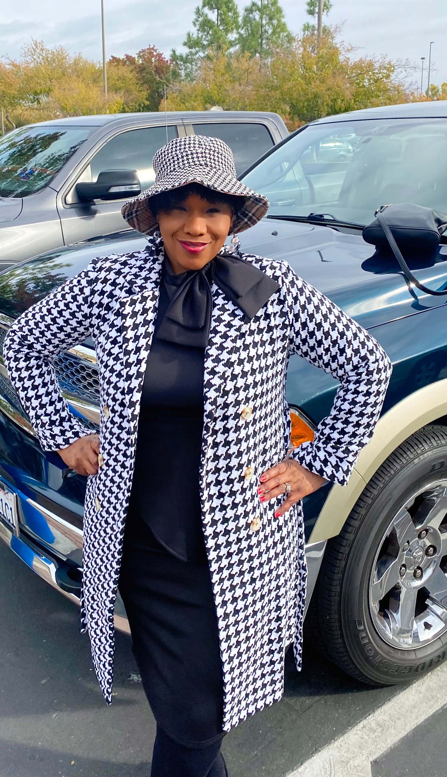 Reversible Bucket Hat - Brown Plaid & Classic Houndstooth