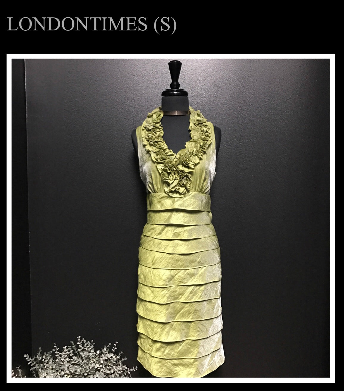 London Times Lime Green Formal Tier Dress, US Size 4 - NEW