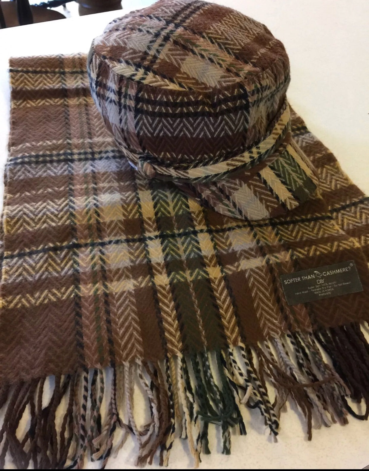 Cashmere Neck Scarves/Shawls & Coordinated Hat, 3 Choices
