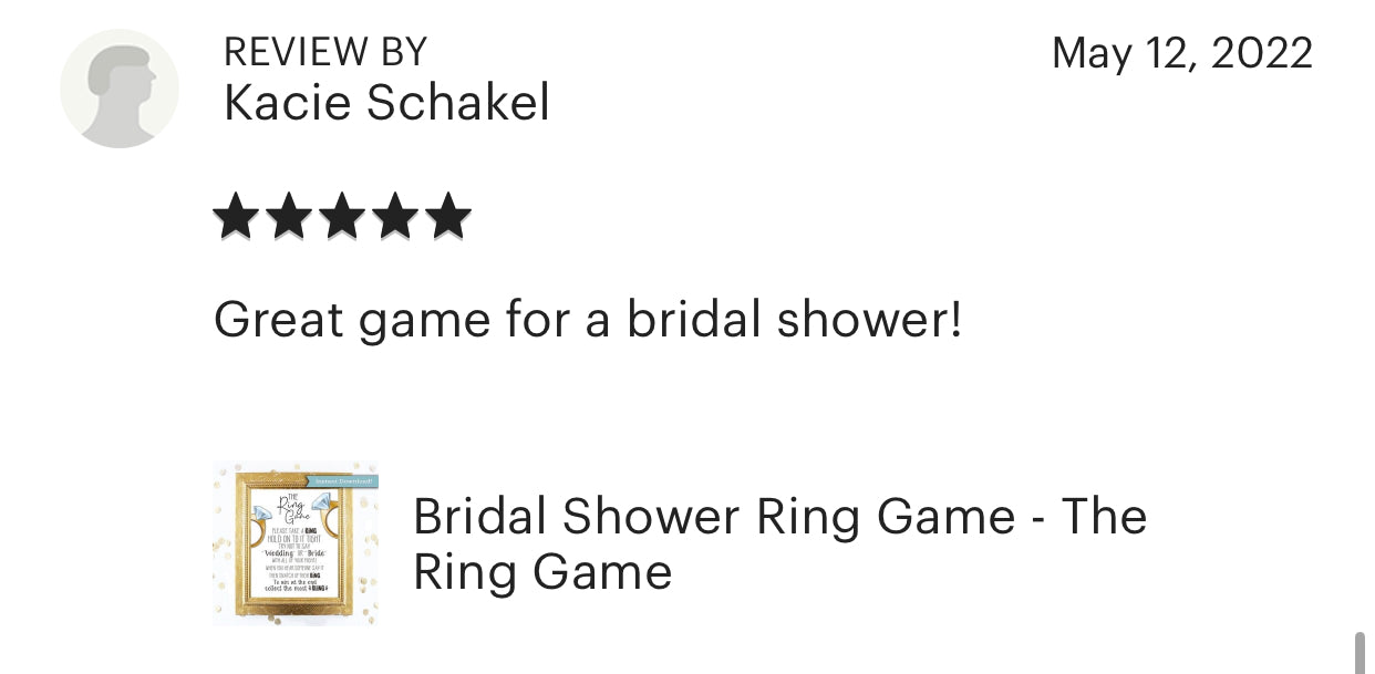 Bridal Shower Ring Game - The Ring Game