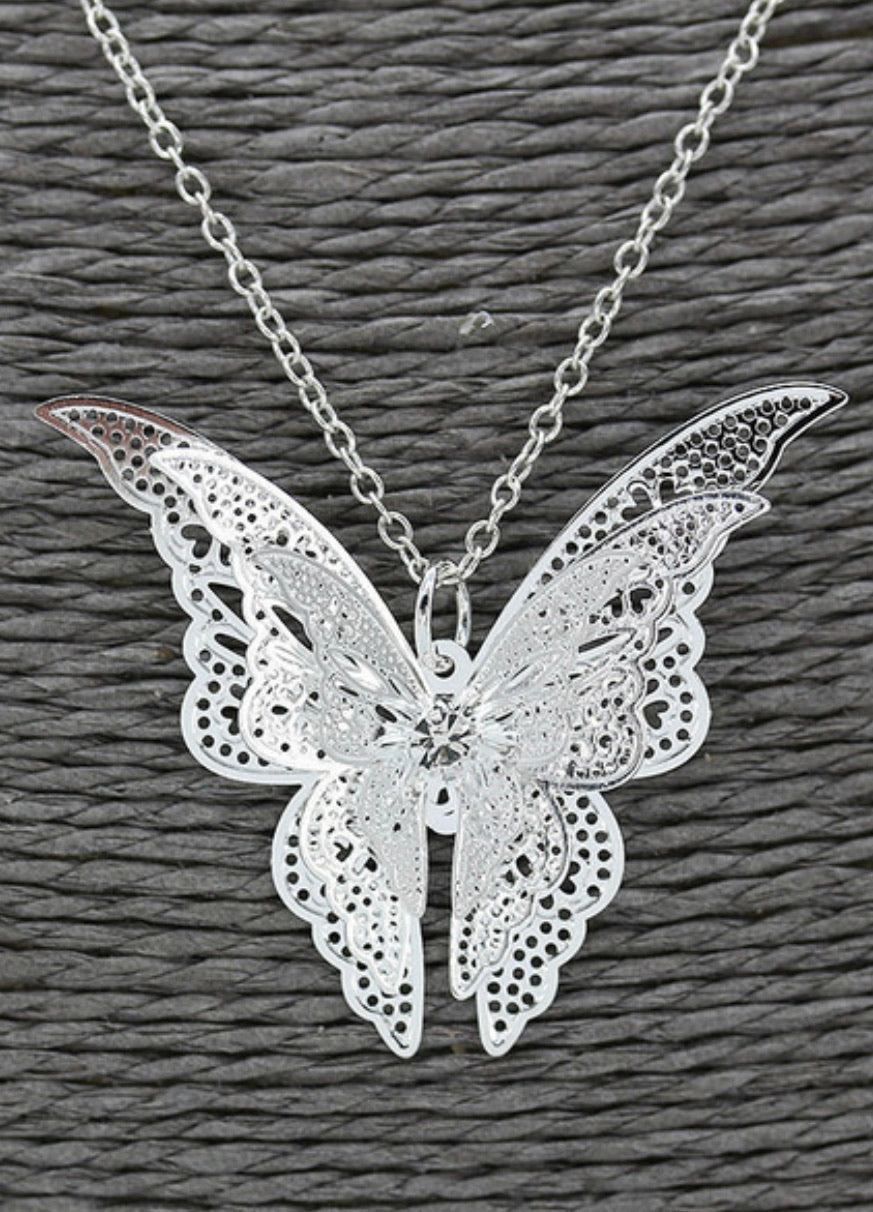 Silver Butterfly Pendant and Chain