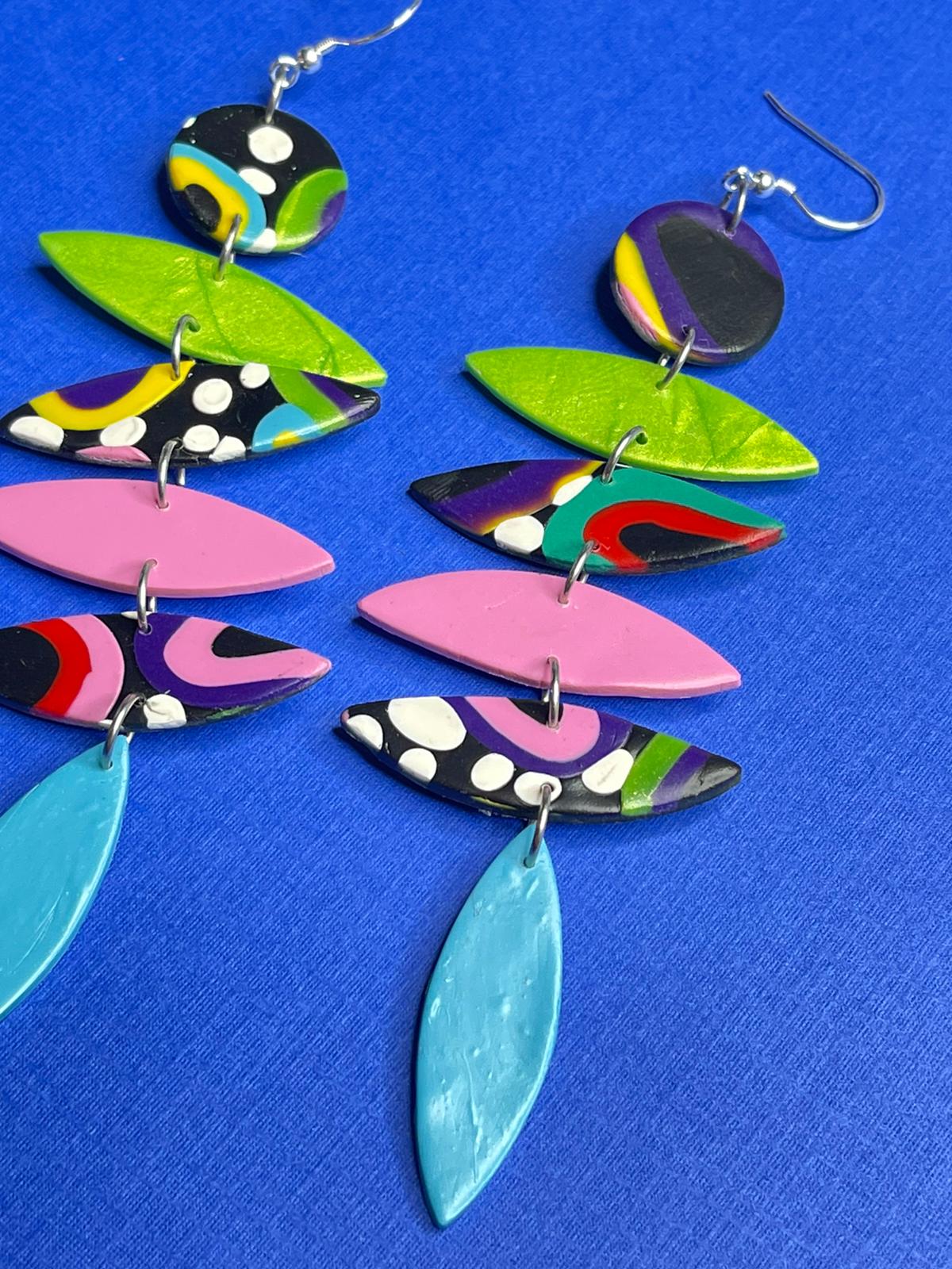 Hand Made Polka Dot Multi-Colored Dangled Earrings