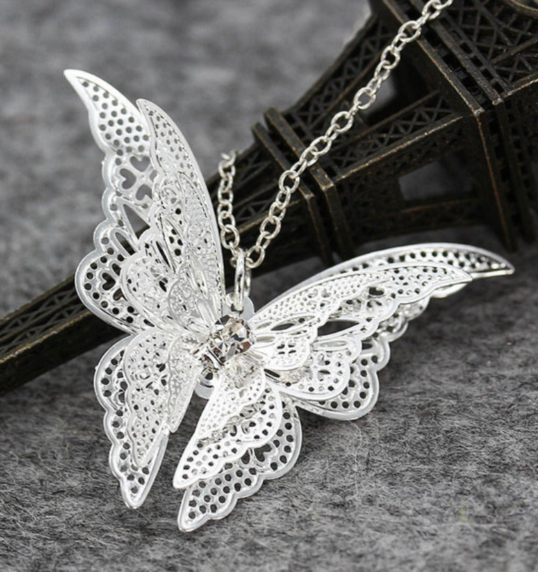 Silver Butterfly Pendant and Chain