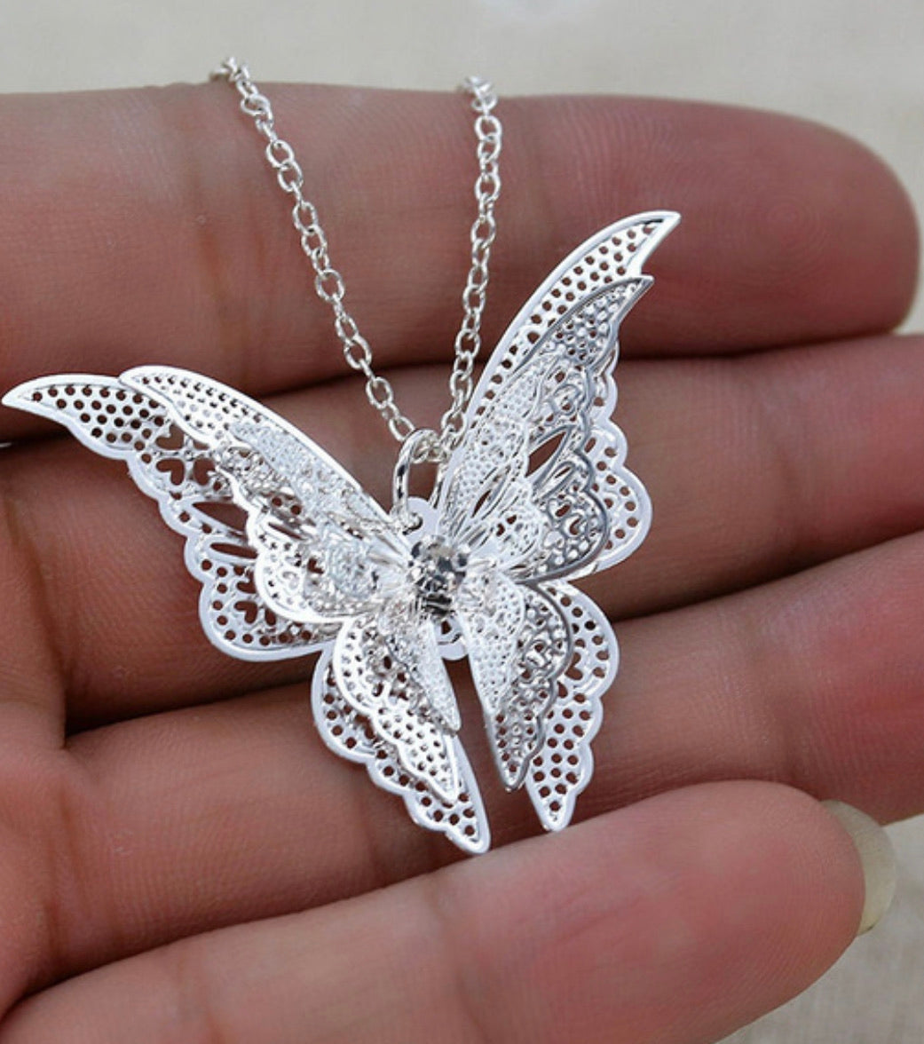 Silver Butterfly Pendant and Chain