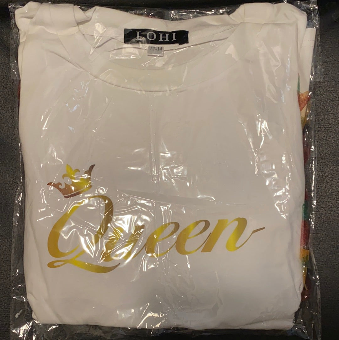 Nova Queen T-Shirt, African Print Tulle Sleeves
