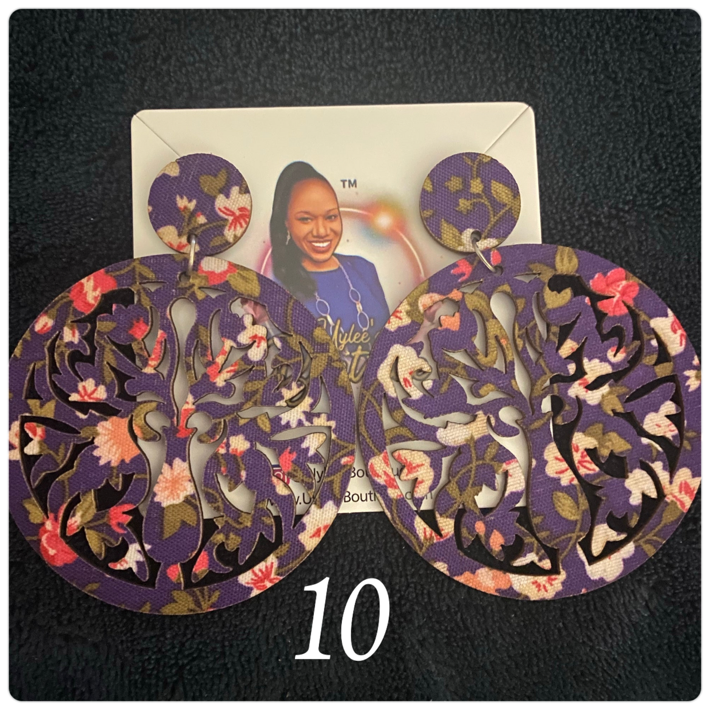 Round Hand Made Fabric African Print Wooden Earrings