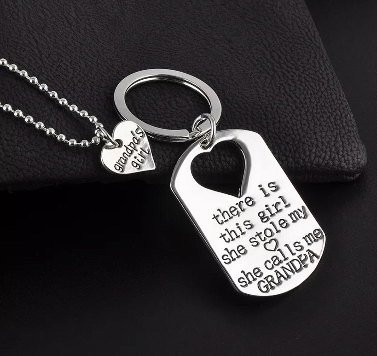 Family Keychain and Necklace Set - Mommy, Daddy, Grandma, Grandpa