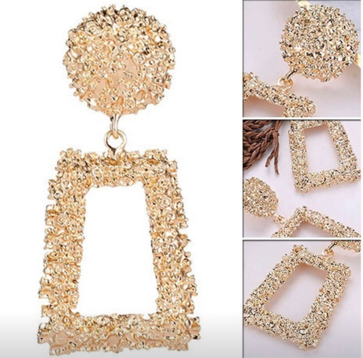 Geometric Trapezoidal Long Metal Earrings - Gold & Silver