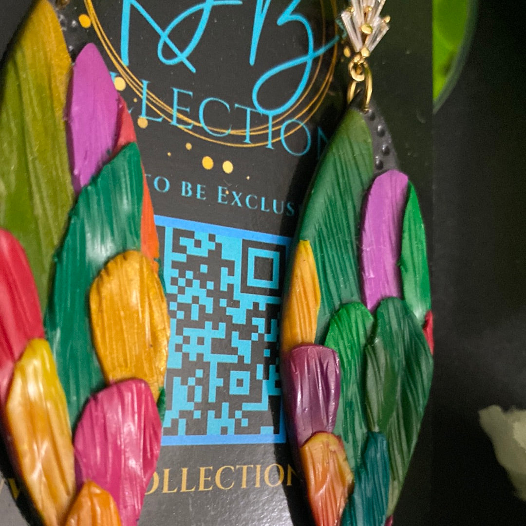 Hand Made Rhinestone Top Peacock Dangled Earrings