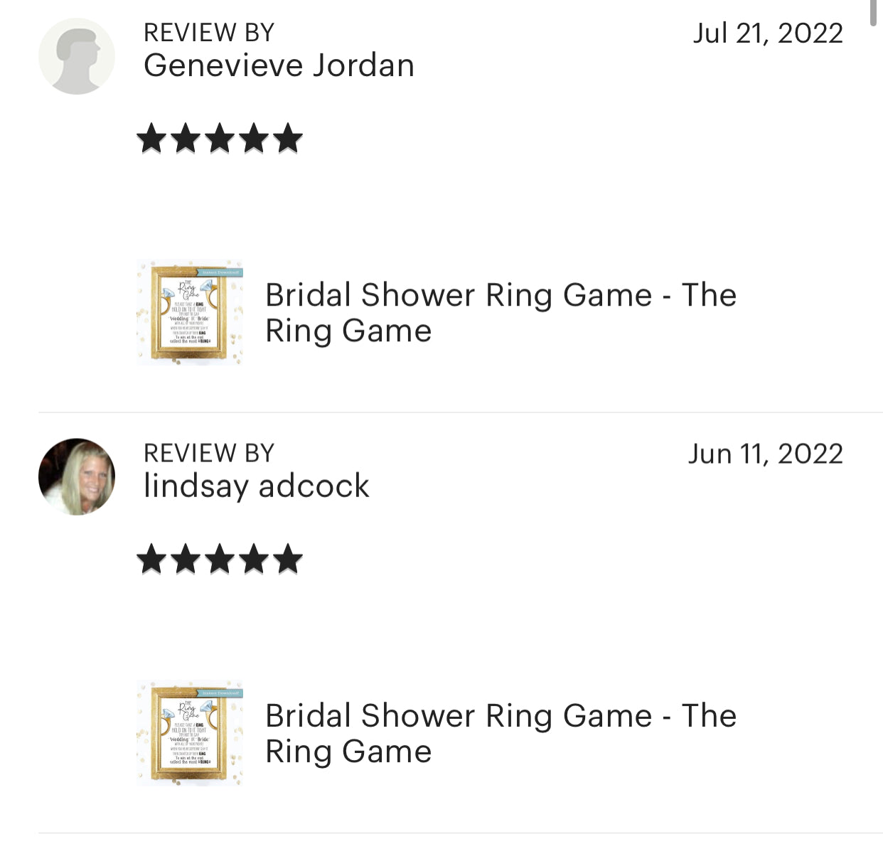 Bridal Shower Ring Game - The Ring Game