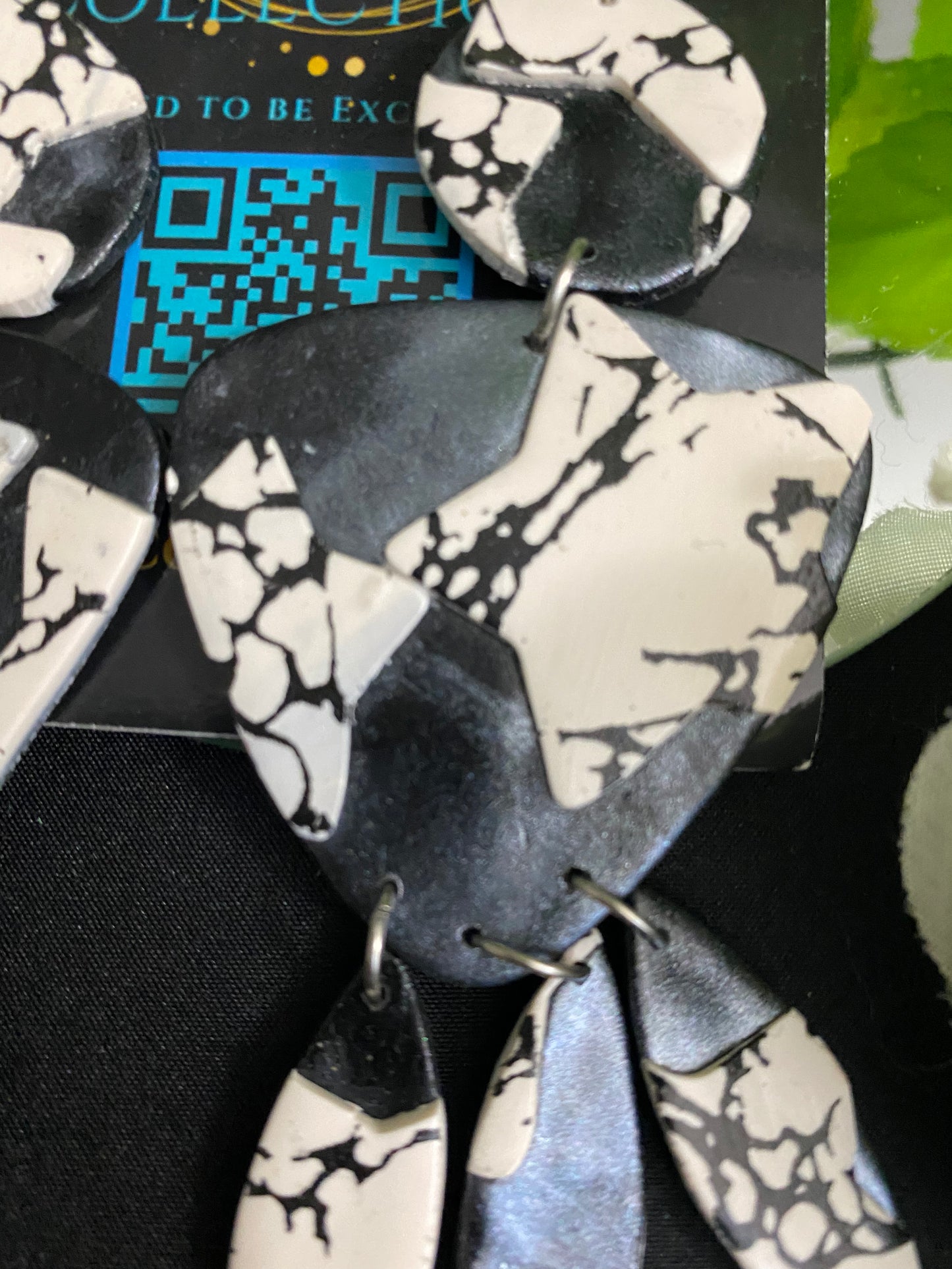 Hand Made Black and White Dangled Earrings