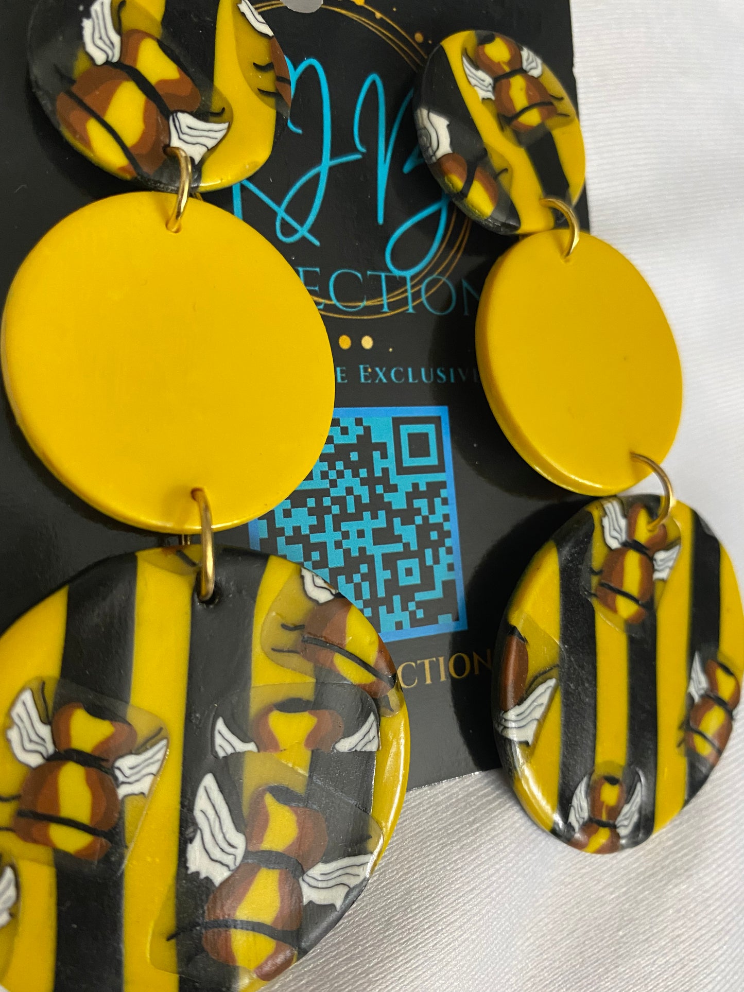 Handmade Bumble Bee Dangle Pierced Earrings