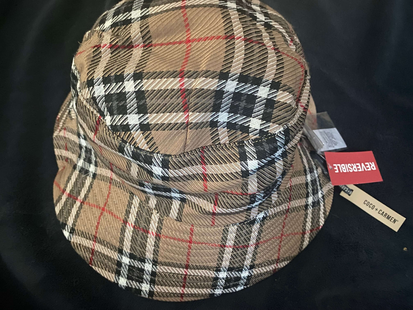 Reversible Bucket Hat - Brown Plaid & Classic Houndstooth