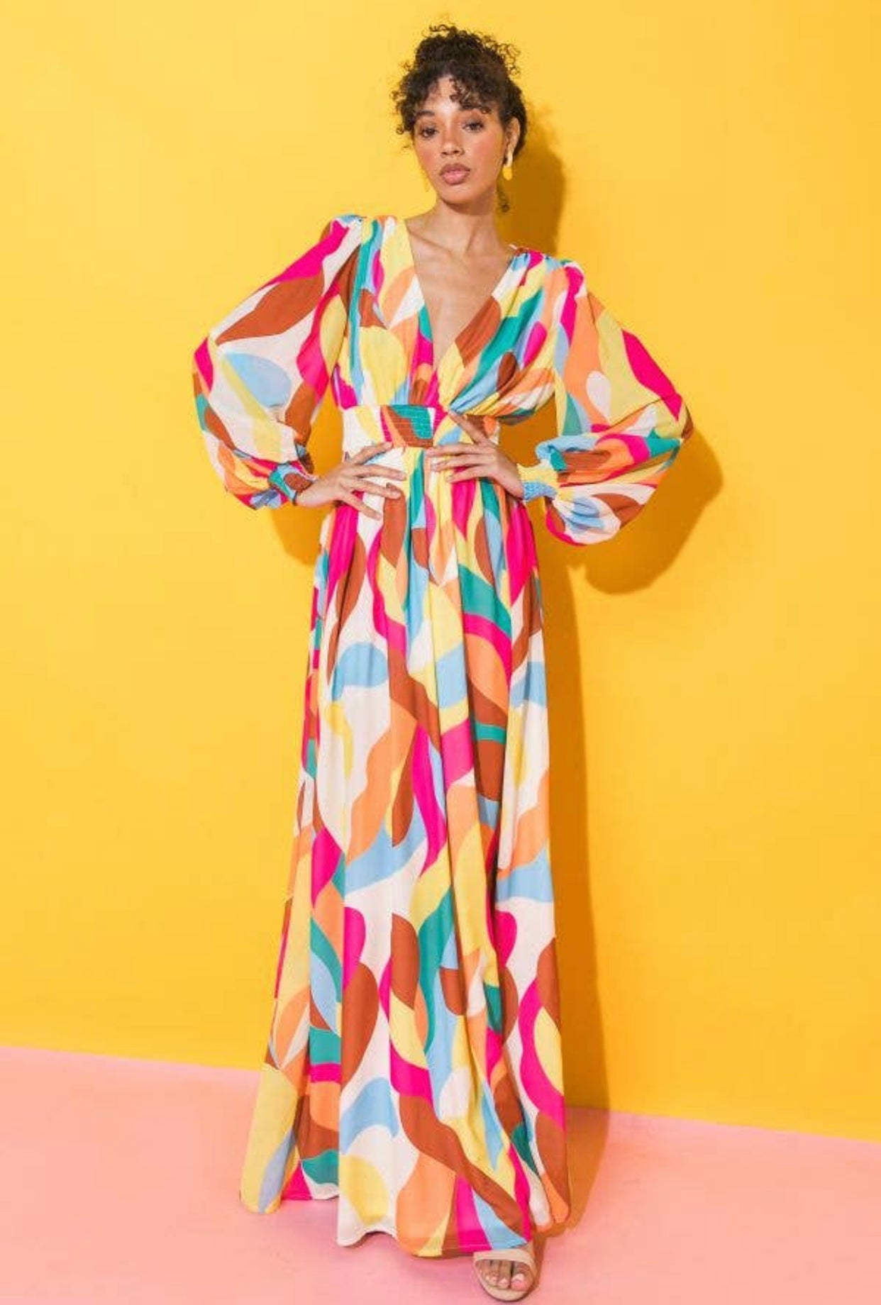 Printed Woven Maxi Dress, Sizes Small - Large