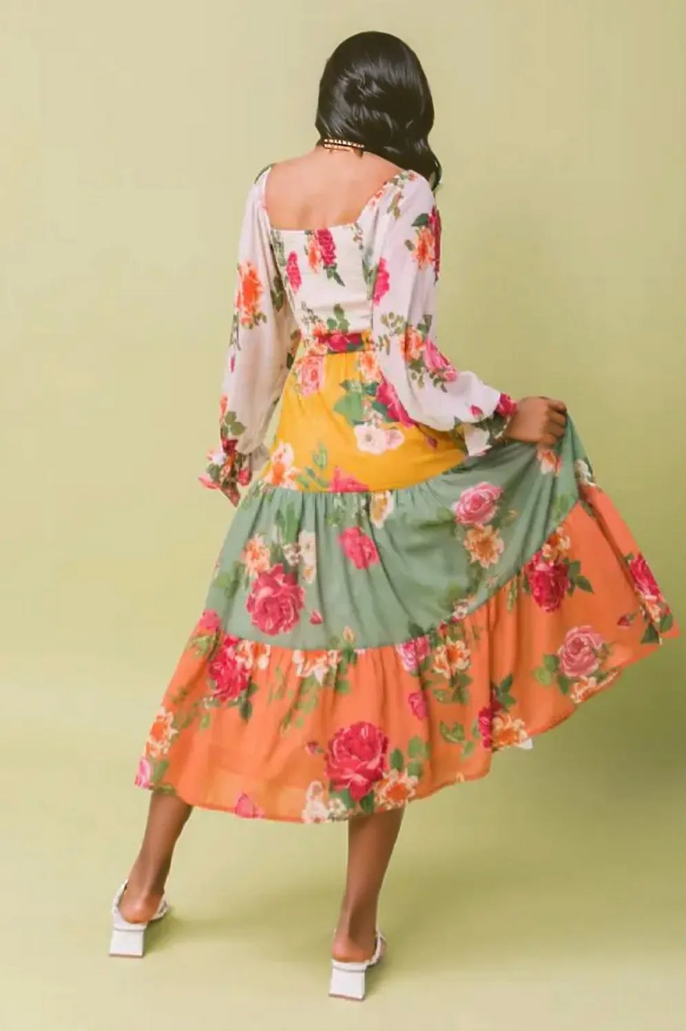 Floral Printed Woven Long Dress, Sizes Small - Large
