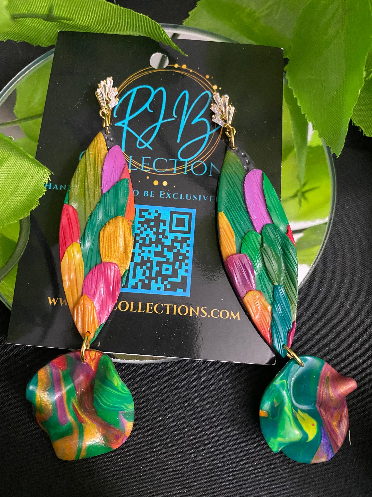 Hand Made Rhinestone Top Peacock Dangled Earrings