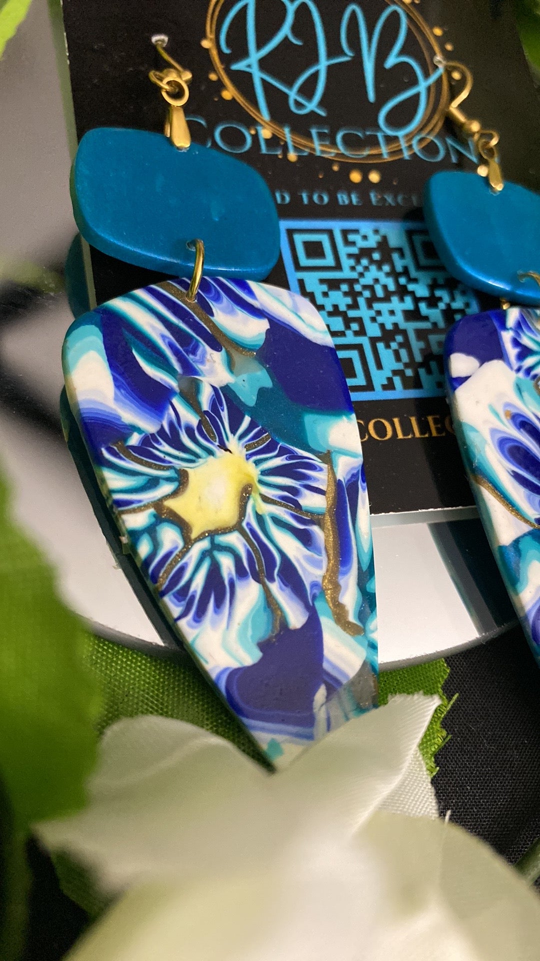 Handmade Long Dangle Multi-Floral Earrings