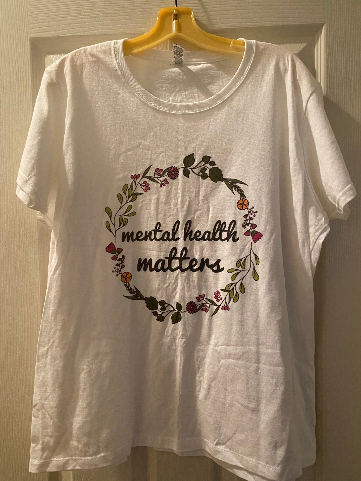 Mental Health Matters - Floral Wreath Ladies T Shirt