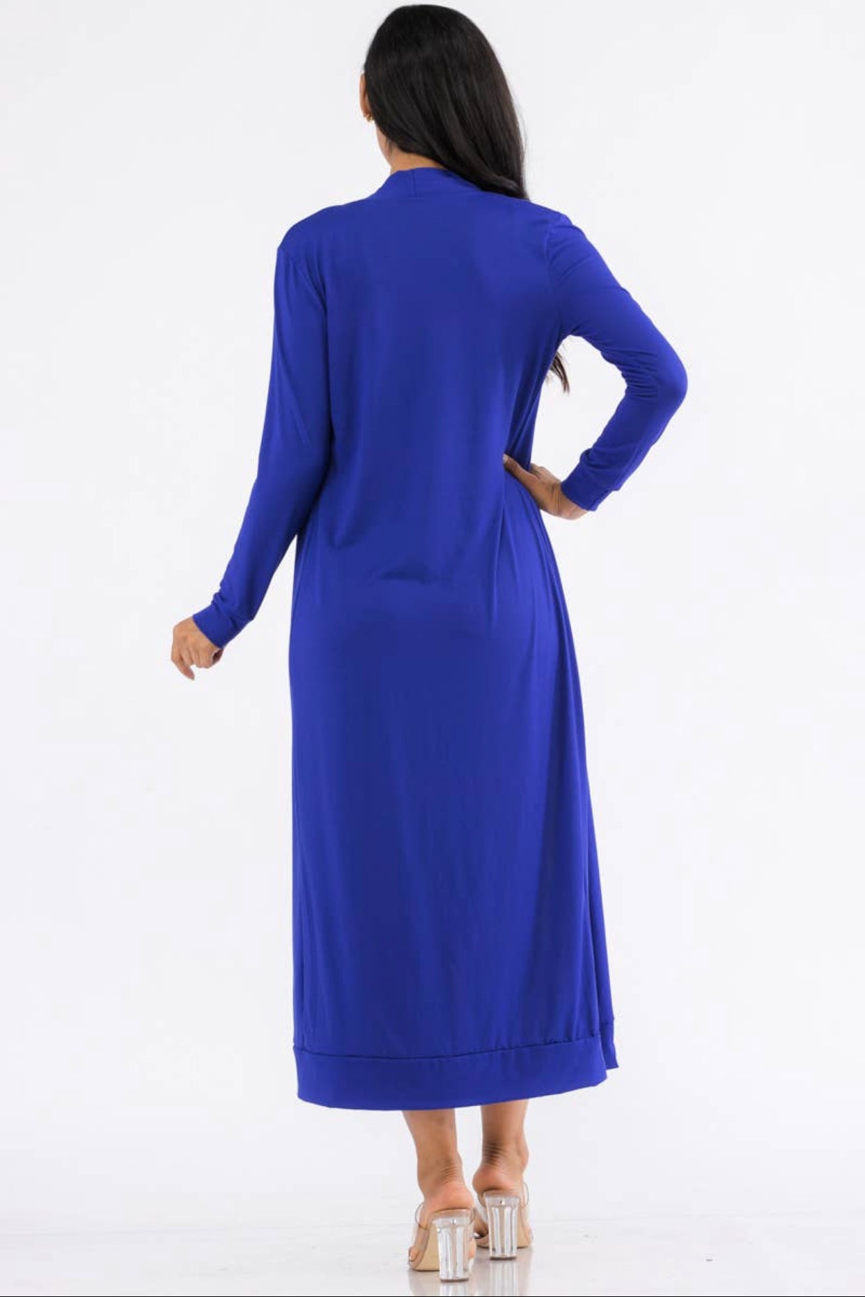 Two-Piece Dress and Cardigan Set, Sizes Small - 1XLarge (Navy Blue)