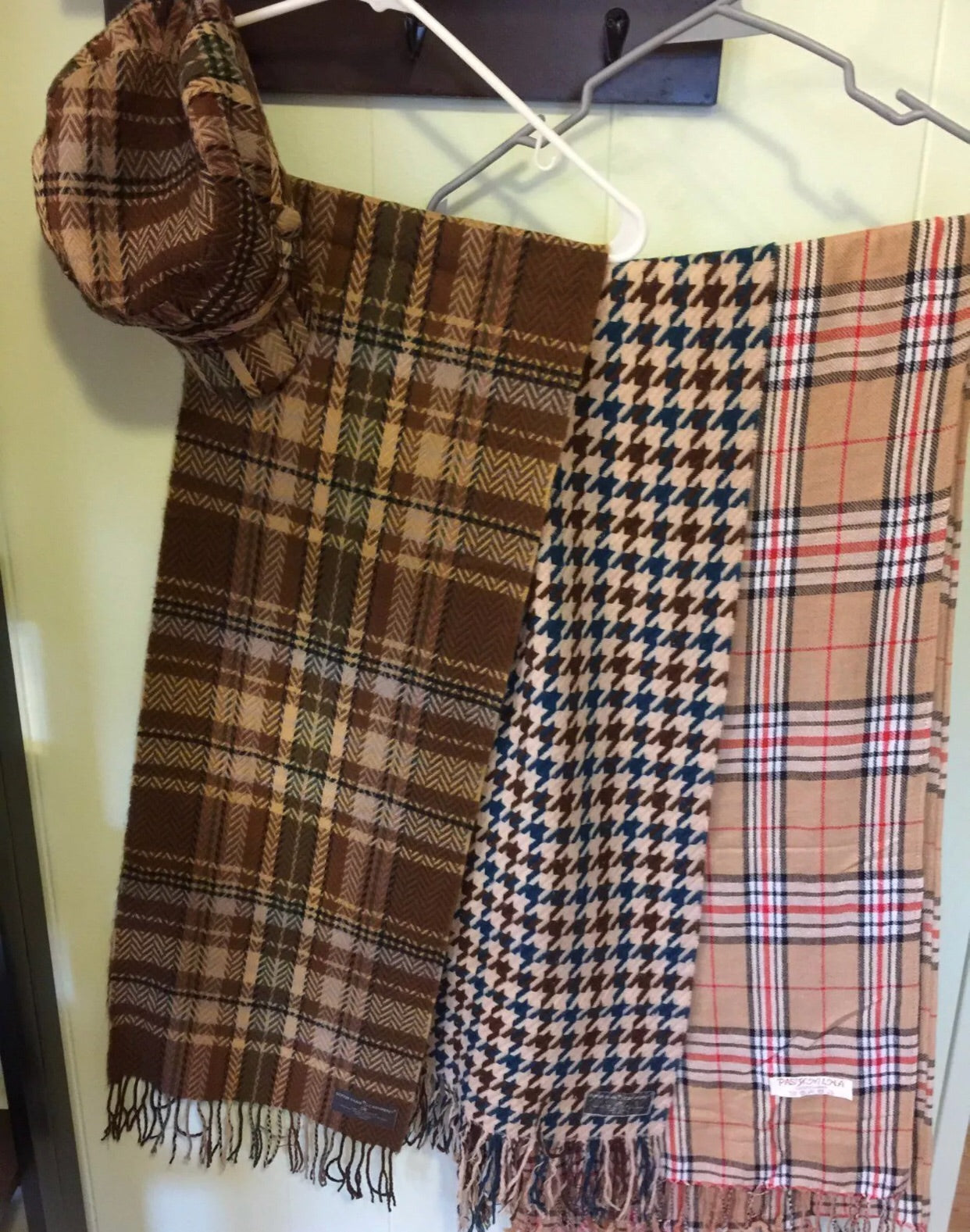 Cashmere Neck Scarves/Shawls & Coordinated Hat, 3 Choices