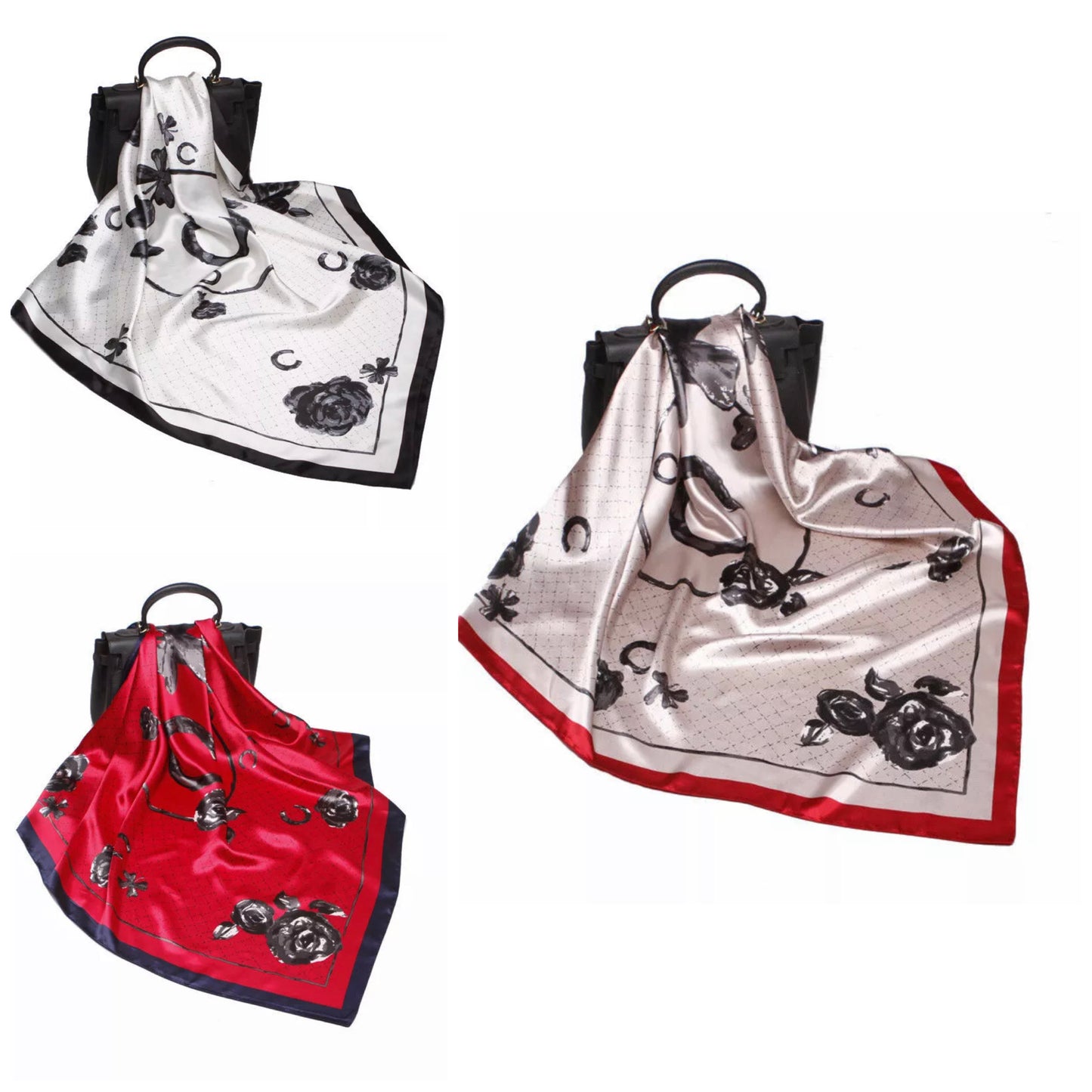 Beautiful Brand New Rose Print Silk Shawls / Scarves