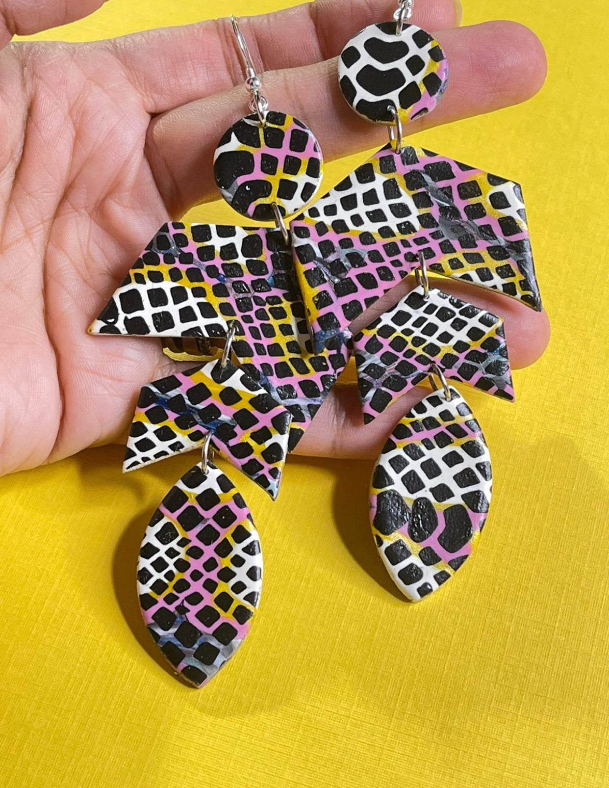 Hand Made Arrowhead Dangle Earrings - Pink Themed
