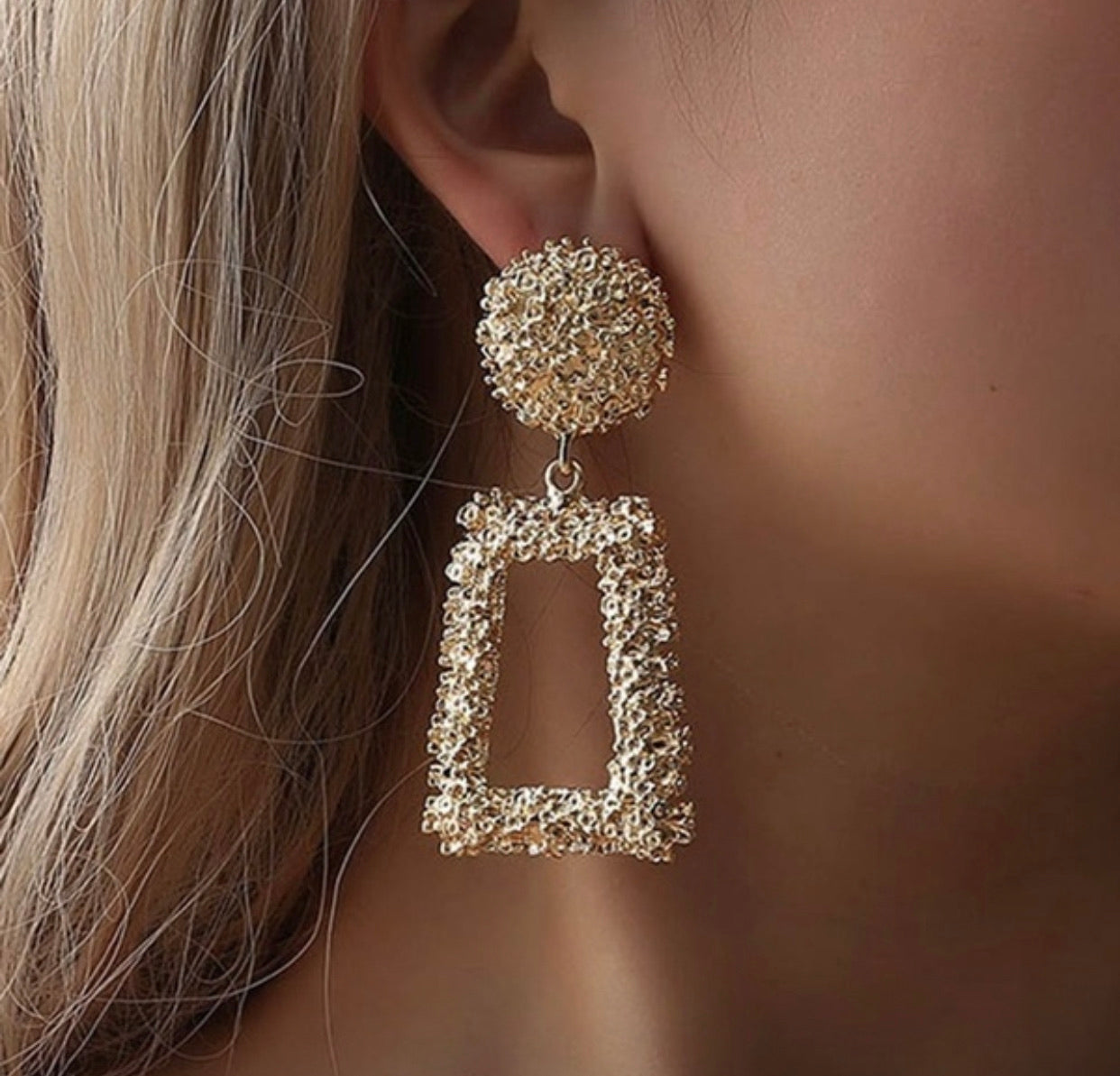 Geometric Trapezoidal Long Metal Earrings - Gold & Silver