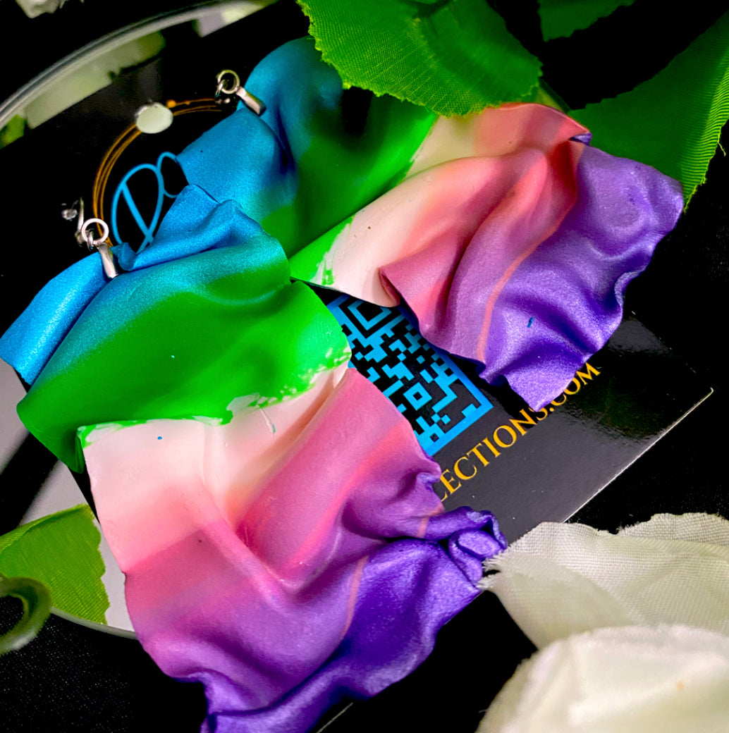 Hand Made Violet Pink Green Blue Small Drape Earrings