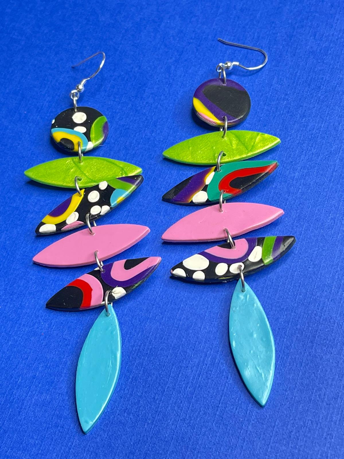 Hand Made Polka Dot Multi-Colored Dangled Earrings