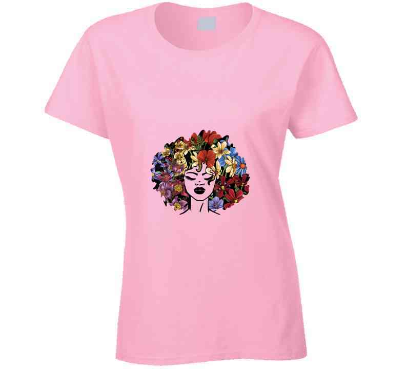Floral Afro Ladies T Shirt