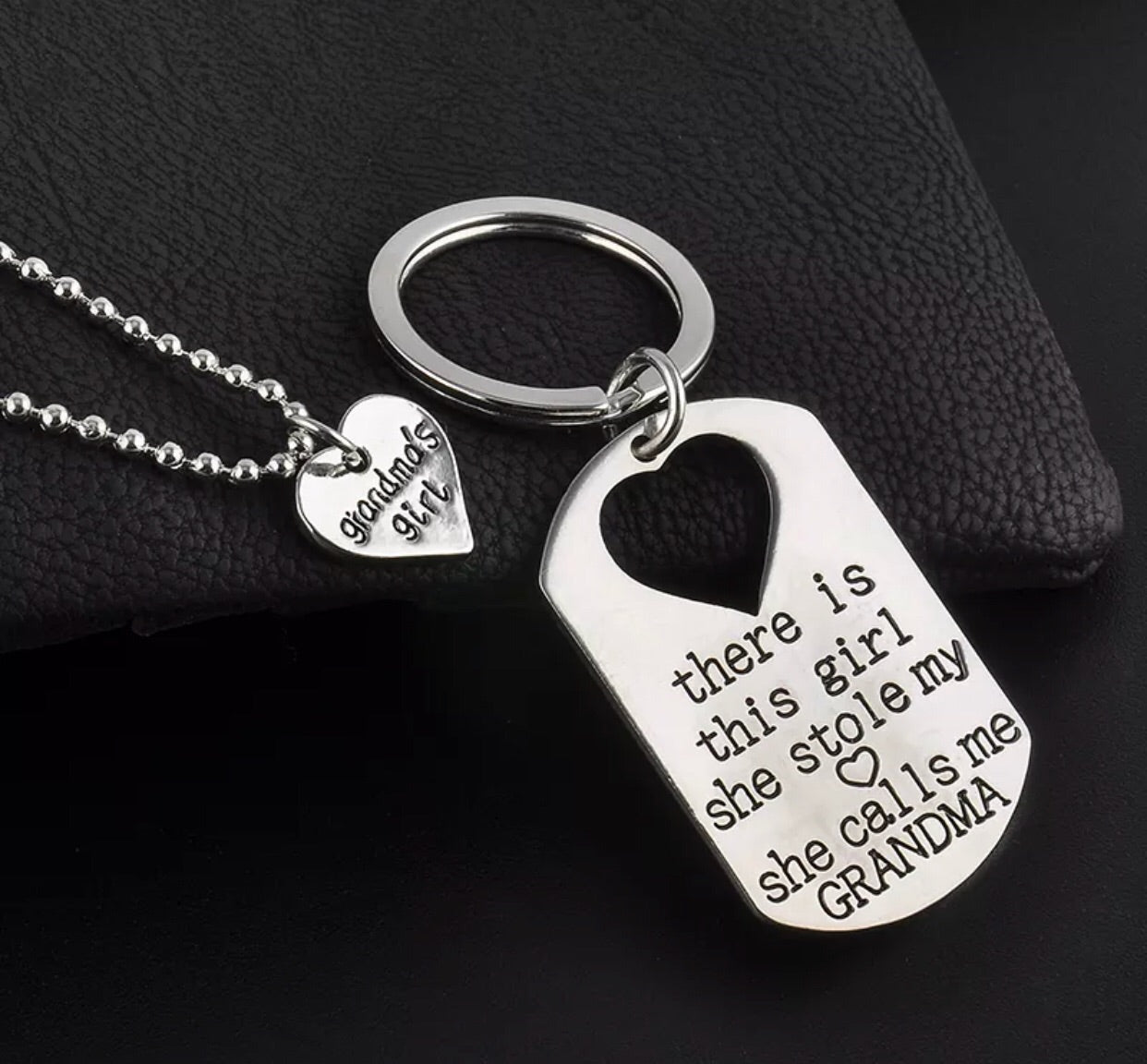 Family Keychain and Necklace Set - Mommy, Daddy, Grandma, Grandpa