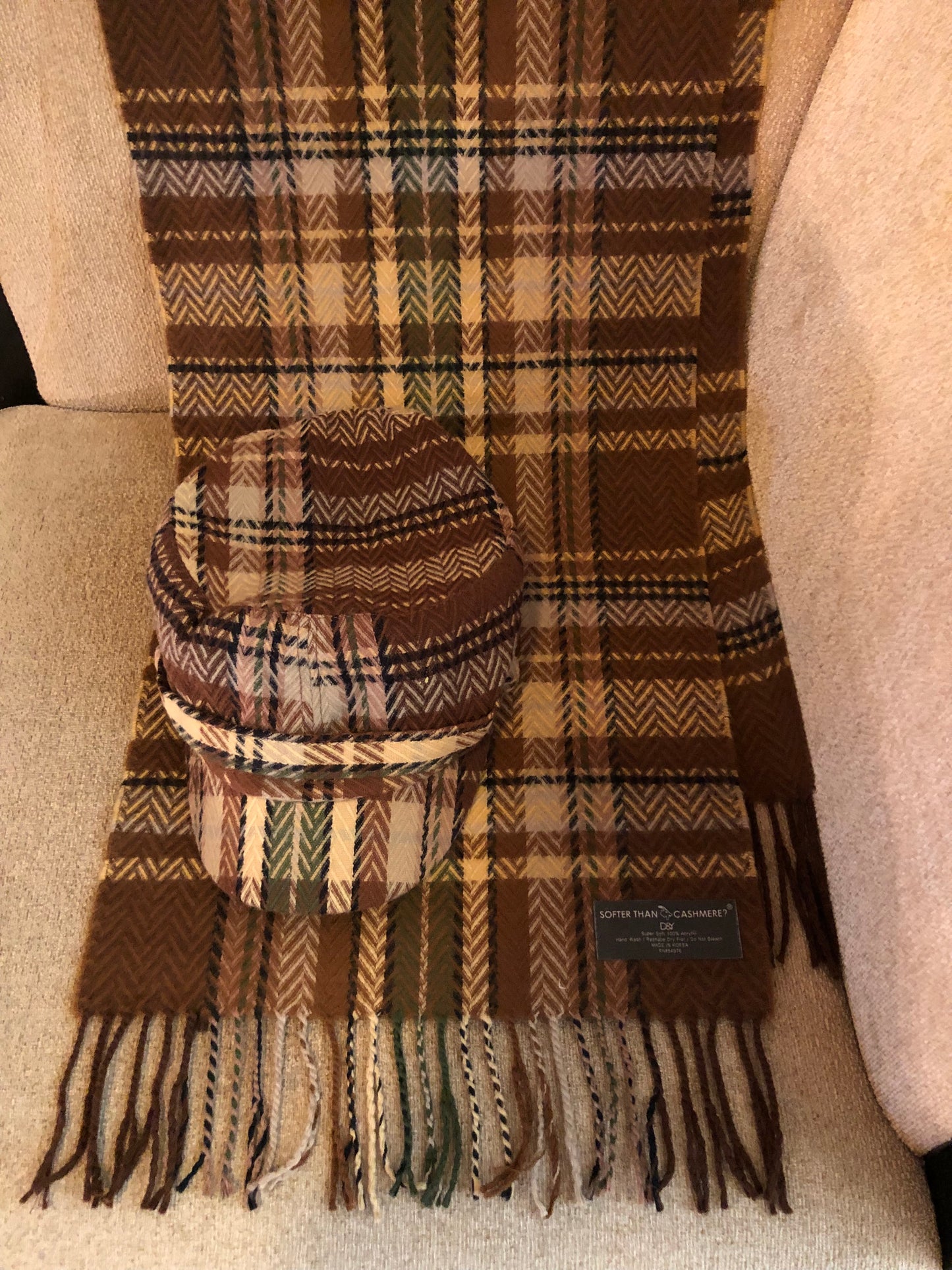 Cashmere Neck Scarves/Shawls & Coordinated Hat, 3 Choices
