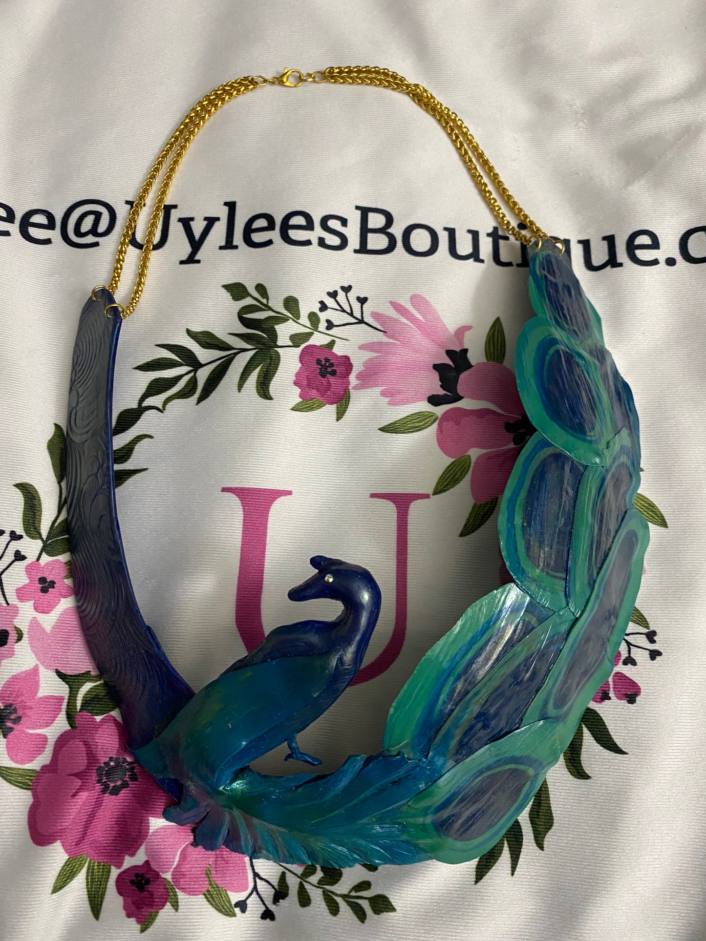 Handmade ELEGANT Peacock Necklace and Earring Set
