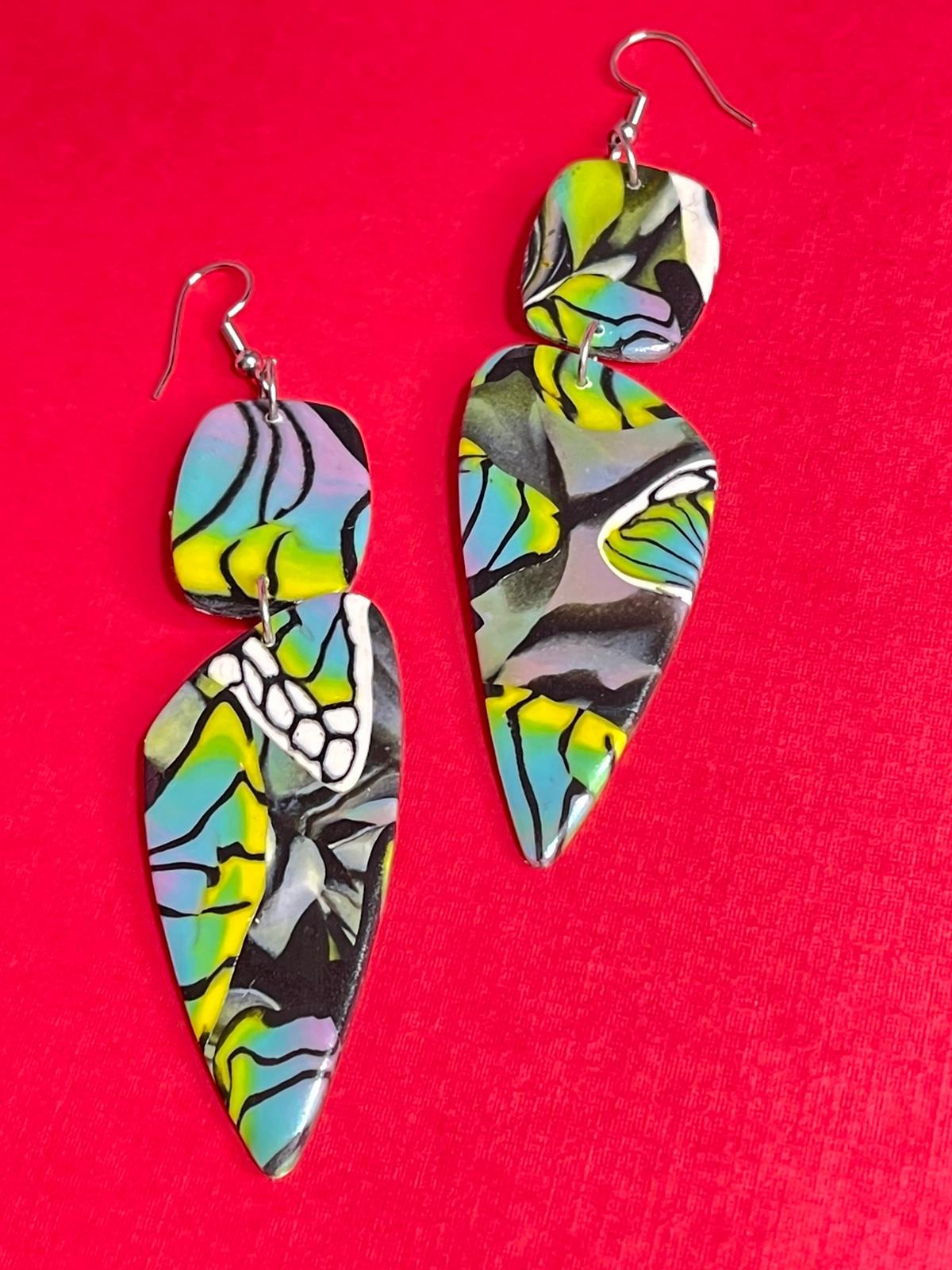 Hand Made Multi-Colored Butterfly Dangled Earrings